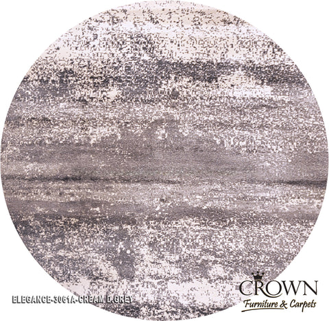 Elegance Modern Carpet – Abstract Contemporary Rug for Stylish Living Rooms & Bedrooms | Elegance 3061A Round Cream D.Grey