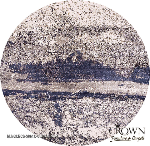 Elegance Modern Carpet – Premium Designer Rug with Contemporary Urban Style | Elegance 3061A Round Cream Navy