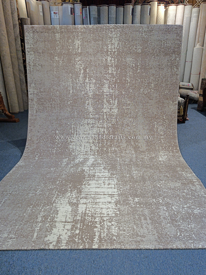 Light grey abstract area rug with distressed texture, rectangular