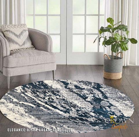 Turkish Rugs High Quality Urban Style Modern Design Carpet | Elegance 8758A Round Cream Turqouise