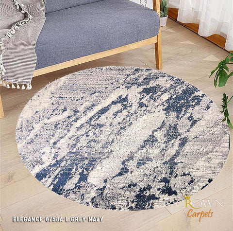 Elevate Your Space: Crown's Designer Modern Rugs for Timeless Elegance | Elegance 8758A Round L.Grey Navy