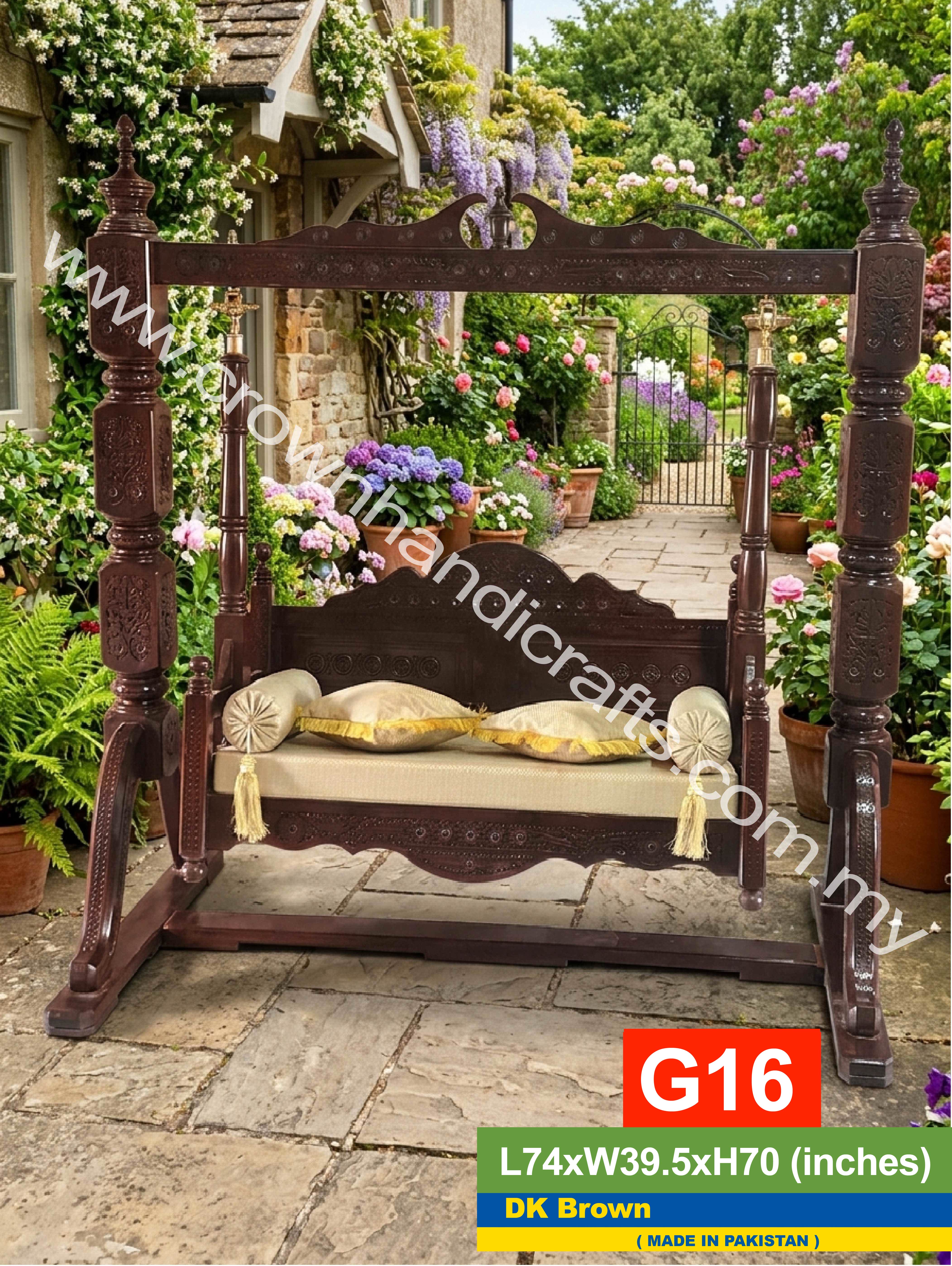 Traditional Rosewood Swing – Inspired by Royal Palaces and Crafted for Modern Homes | G16 (DK BROWN)