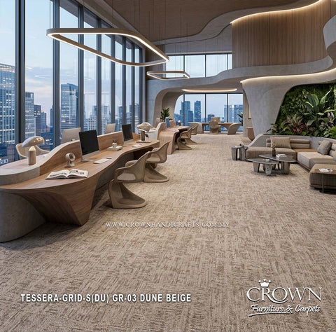 Modern Carpet Tiles | Contemporary Textured Modular Flooring for Stylish Office Spaces | Tessera-Grid Sq (DU)