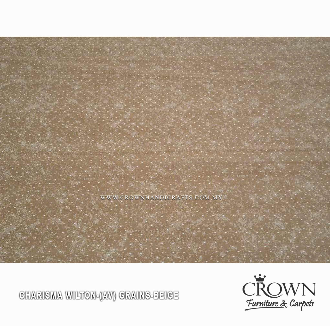 Wall-to-wall Wilton carpet, beige speckled texture close-up