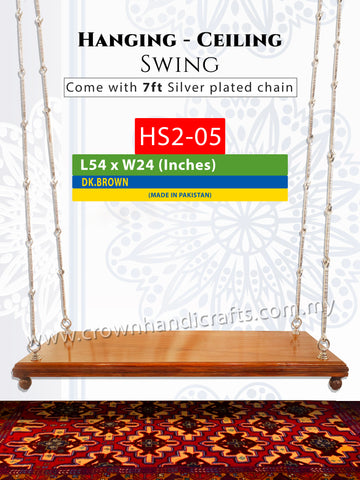 Luxurious Handcrafted Indian and Pakistani Wooden Hanging Swing in Premium Rosewood, Combining Traditional Elegance and Modern Maharaja Hanging Swing 2 Seater Backless HS2-05