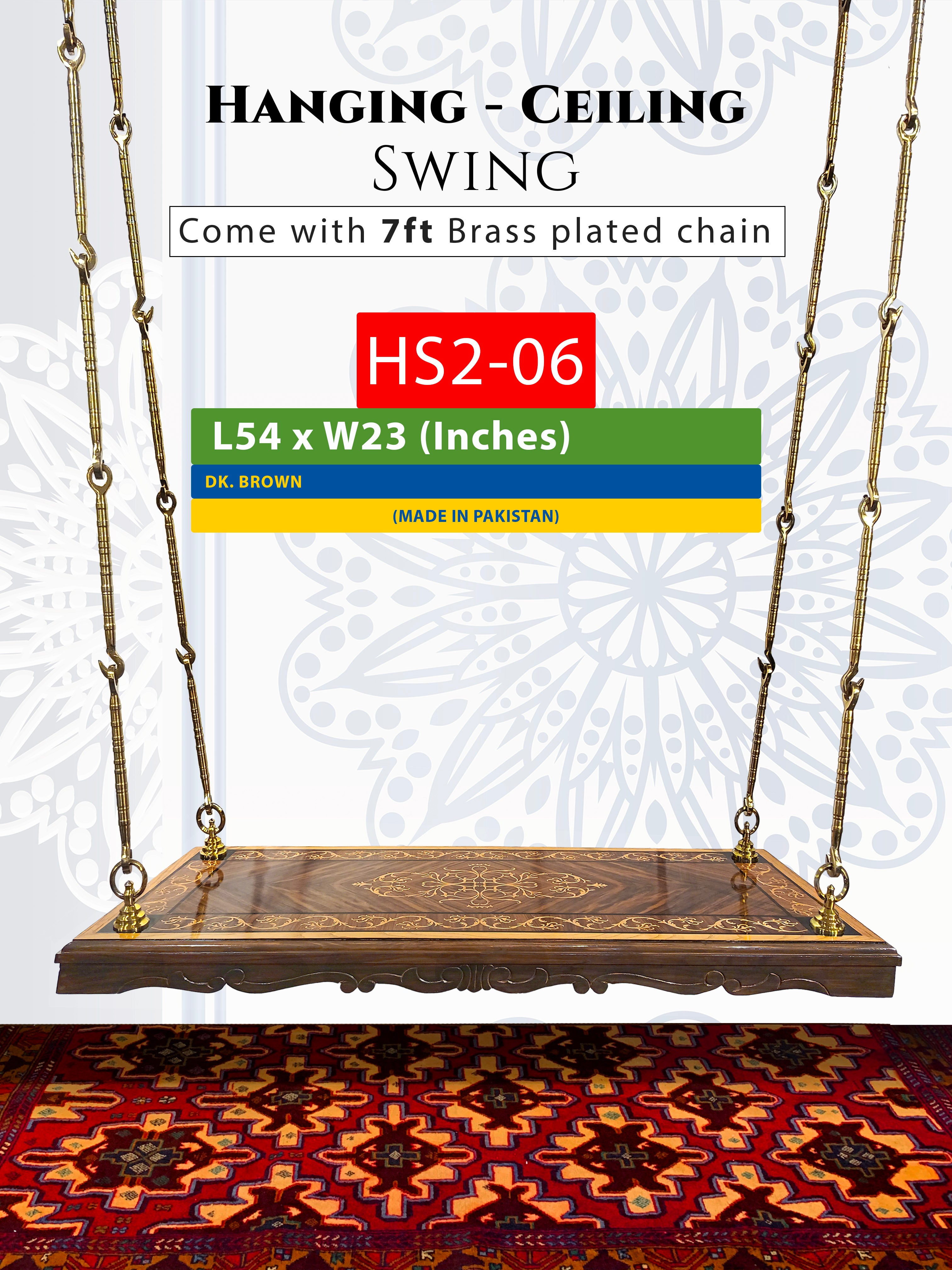 Royal Maharaja 2 Seater Fancy Special Hanging Swing | Premium Indian & Pakistani Handcrafted Rosewood Wooden Swing | HS2-06
