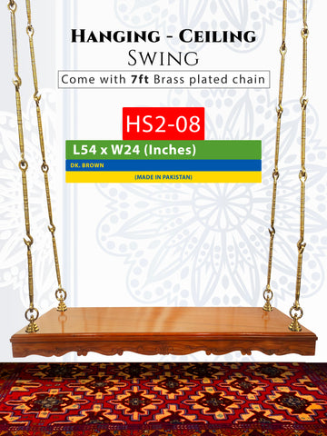 Maharaja Hanging Swing 2 Seater Backless - Luxurious Handcrafted Indian and Pakistani Wooden Hanging Swing in Premium Rosewood | HS2-08