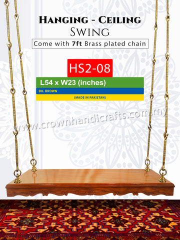Maharaja Hanging Swing 2 Seater Backless - Luxurious Handcrafted Indian and Pakistani Wooden Hanging Swing in Premium Rosewood | HS2-08