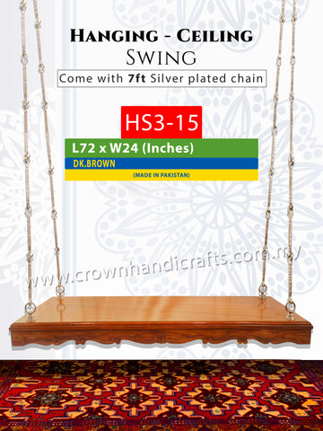 Beautifully Handcrafted Wooden Ceiling Swing – 3-Seater Backless Design Bringing Timeless Heritage Comfort to Your Home HS3-15