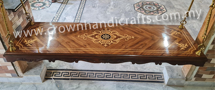 Luxury Maharaja Wooden Fancy Special Hanging Backless Swing 3 Seater | Handcrafted Indian & Pakistani Premium Rosewood Oonjal | HS3-17