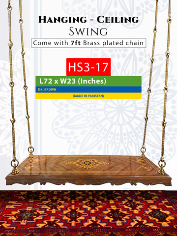 Luxury Maharaja Wooden Fancy Special Hanging Backless Swing 3 Seater | Handcrafted Indian & Pakistani Premium Rosewood Oonjal | HS3-17
