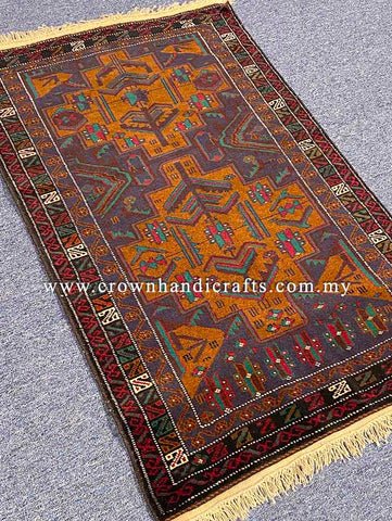 [5X3FT] Unique Handcrafted Tribal Rug 100% Wool Persian Carpet Design High-Quality Hand-Knotted Authentic Afghan Tribal Carpet BELUCH CH 2693