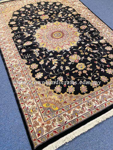 [9X6FT] Gracefully Crafted Persian Carpet Hand-Knotted with 100% Silk and Wool Embodying High-Quality Iranian Design with Distinct Authentic Turkish Influence SK Kashmir SILK WOOL CH 2613