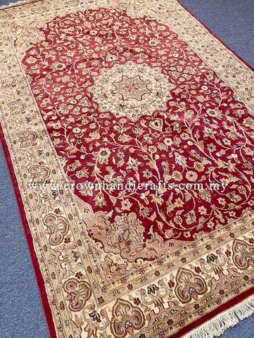 [9X6FT] Exquisite Persian Carpet Hand-Knotted with 100% Silk and Wool Showcasing High-Quality Iranian Design with Authentic Turkish Influences SK Kashmir SILK WOOL CH 2292