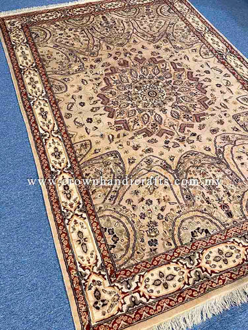 [9X6FT] Gracefully Crafted Persian Carpet Hand-Knotted with 100% Silk and Wool Embodying High-Quality Iranian Design with Distinct Authentic Turkish Influence SK Kashmir SILK WOOL CH 1111