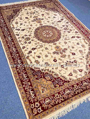 [9X6FT] Stunning Persian Carpet Hand-Knotted with 100% Silk and Wool Featuring High-Quality Iranian Design with Authentic Turkish Influence SK Kashmir SILK WOOL CH 1893