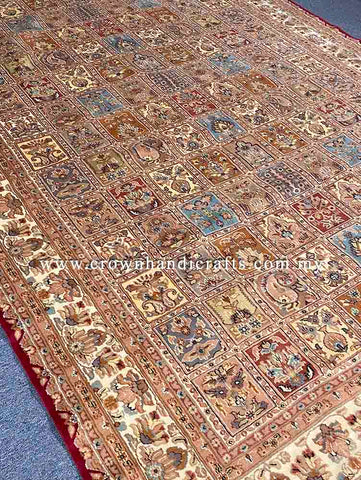 [11X8FT] Luxurious Persian Carpet Hand-Knotted from 100% Silk and Wool Featuring a High-Quality Iranian Design Enhanced with Authentic Turkish Details SK Kashmir SILK WOOL CH 2607