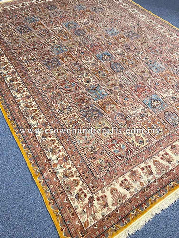 [11X8FT] Luxurious Persian Carpet Hand-Knotted from 100% Silk and Wool Featuring a High-Quality Iranian Design Enhanced with Authentic Turkish Details SK Kashmir SILK WOOL CH 2608