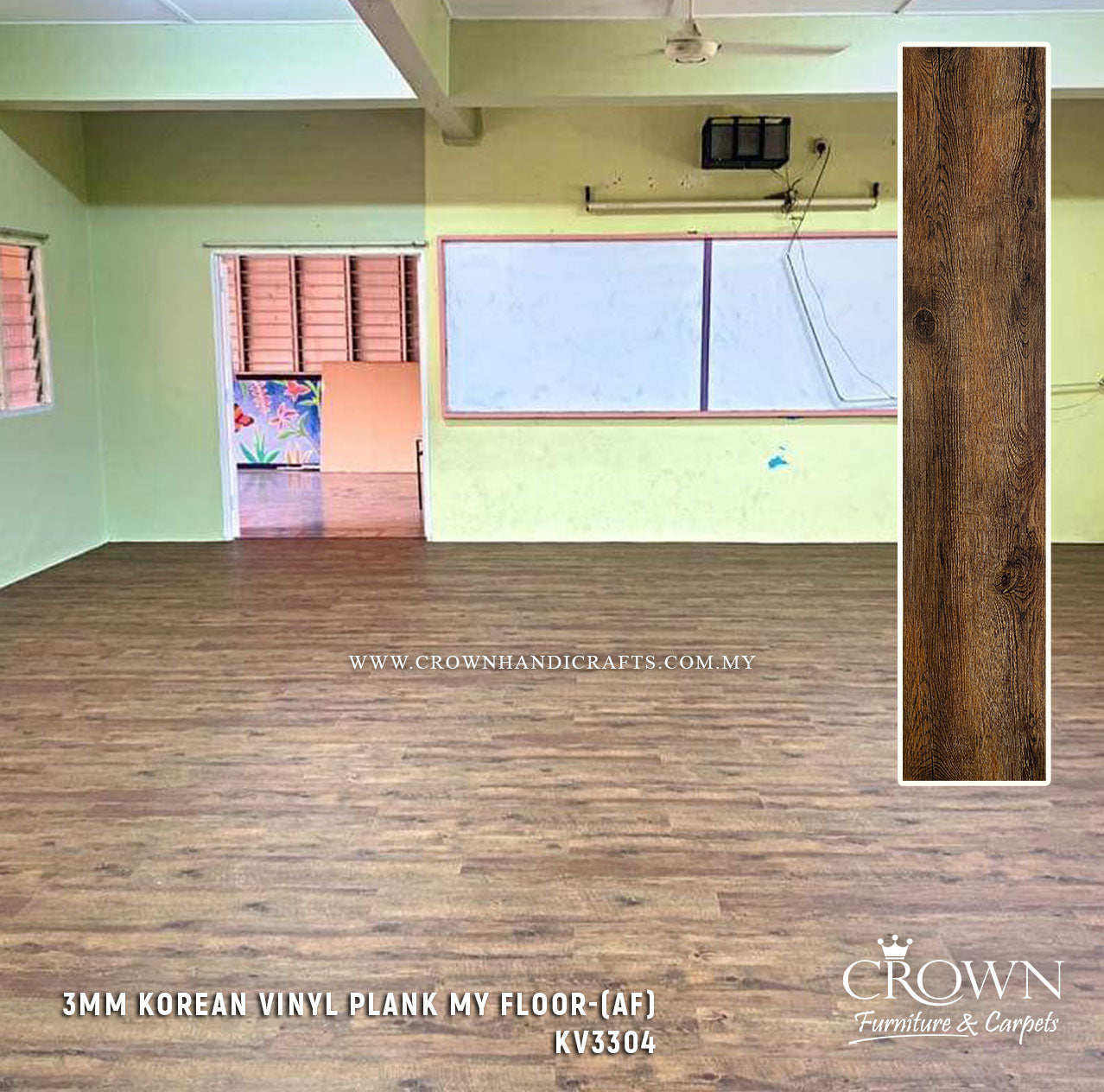 3MM KOREAN VINYL PLANK MY FLOOR KV-3304 (AF) | 180X920 | SCRATCH-RESISTANT VINYL FLOORING | BOX 20PCS/35.7SF