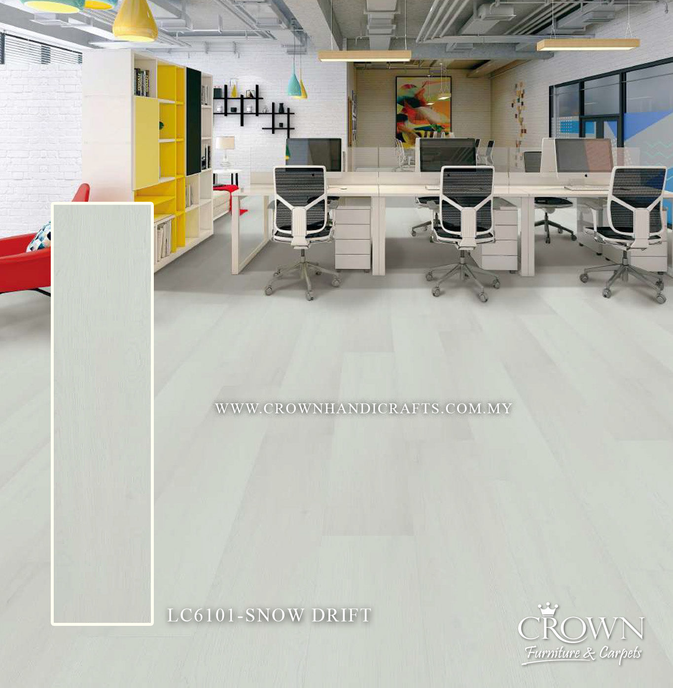 5MM LUXURY VINYL CLICK LC6101-SNOW DRIFT (FP) | 230X1220 | LUXURY VINYL TILE (LVT) FLOORING MALAYSIA | BOX 6PCS/18.1SF