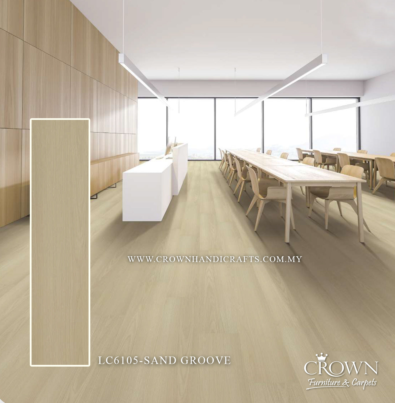 5MM LUXURY VINYL CLICK LC6105-SAND GROOVE (FP) | 230X1220 | MODERN GREY VINYL PLANK FLOORING MALAYSIA | BOX 6PCS/18.1SF
