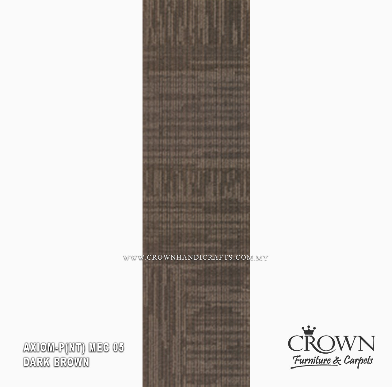 Dark brown modular carpet tile plank with vertical textured stripe pattern