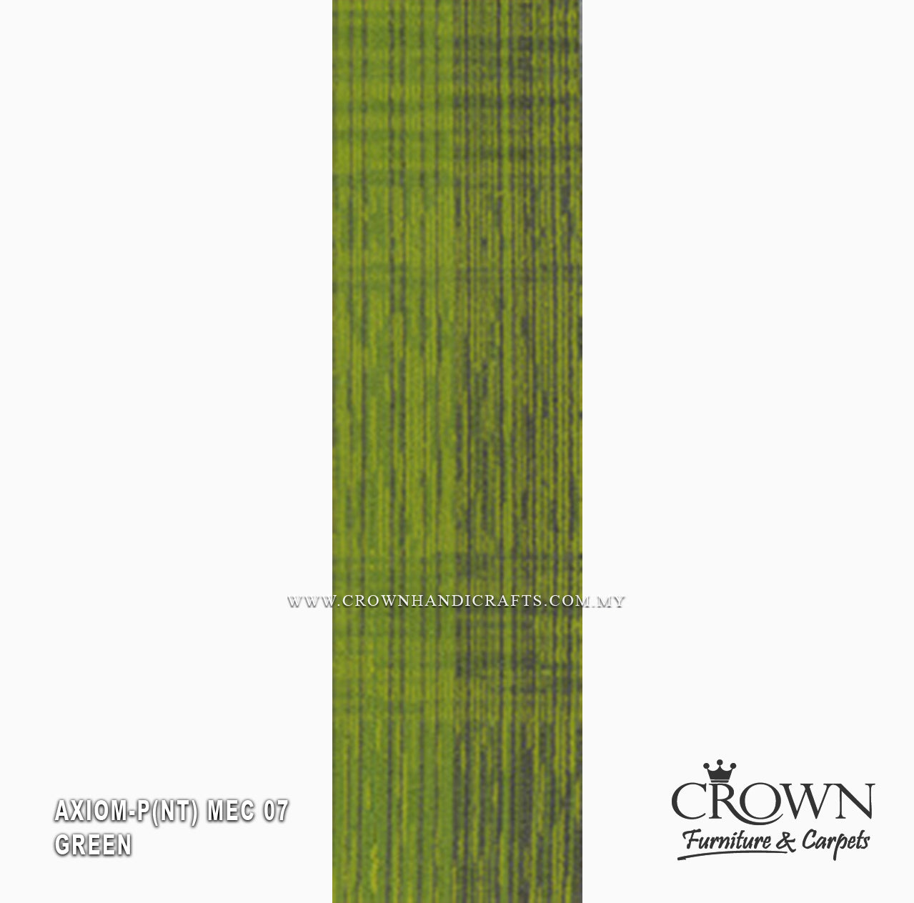 Green textured carpet tile plank with modular pattern lines