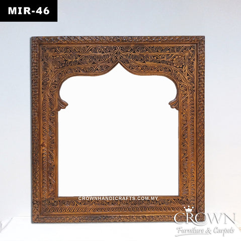 Handcrafted Wooden Mirror Frame | Intricate Carved Details with Classic Heritage Charm | MIR 46 (L38 W1.5 42 Inches)