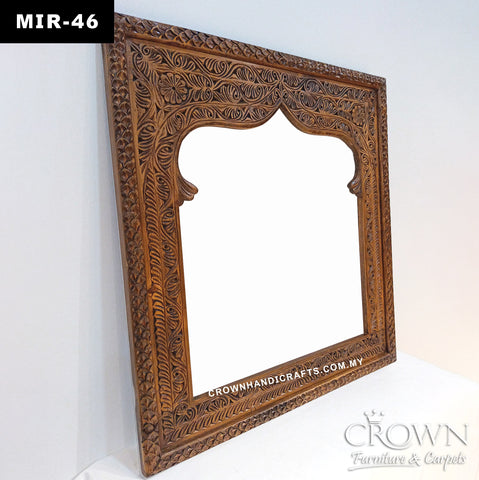Handcrafted Wooden Mirror Frame | Intricate Carved Details with Classic Heritage Charm | MIR 46 (L38 W1.5 42 Inches)