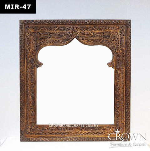 Classic Hand-Carved Wooden Mirror Frame | Timeless Artisan Craftsmanship for Living Spaces | MIR 47 (L38 W1.5 H42 Inches)