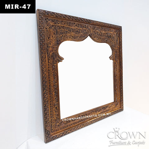 Classic Hand-Carved Wooden Mirror Frame | Timeless Artisan Craftsmanship for Living Spaces | MIR 47 (L38 W1.5 H42 Inches)