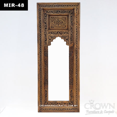 Heritage Wooden Mirror Frame | Handcrafted Carved Details for Classic & Contemporary Spaces | MIR 48 (L24 W2.5 H60.5 Inches)