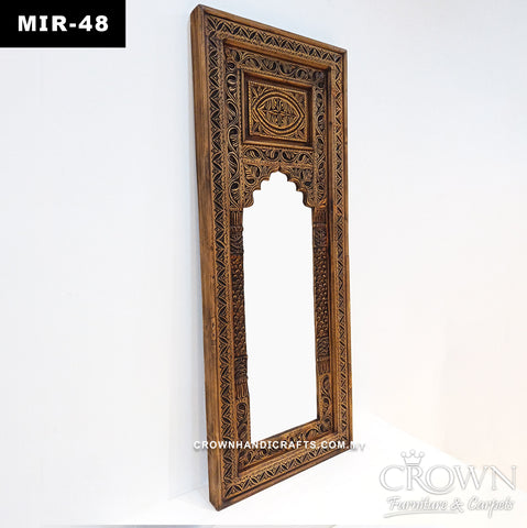 Heritage Wooden Mirror Frame | Handcrafted Carved Details for Classic & Contemporary Spaces | MIR 48 (L24 W2.5 H60.5 Inches)