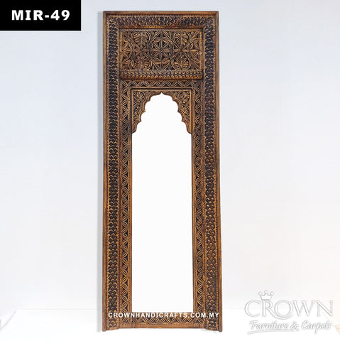 Artisan Wooden Mirror Frame | Intricately Hand-Carved Heritage Design for Stylish Spaces | MIR 49 (L24 W3 H65.5 Inches)