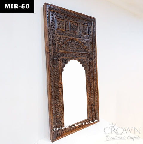 Handcrafted Heritage Mirror Frame | Detailed Wood Carving for Distinctive Interior Spaces | MIR 50 (L36 W3 H71.5 Inches)