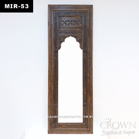 Hand-Carved Solid Wood Mirror Frame | Heritage-Inspired Artisan Design for Timeless Spaces | MIR 53 (L27 W2.5 H78 Inches)