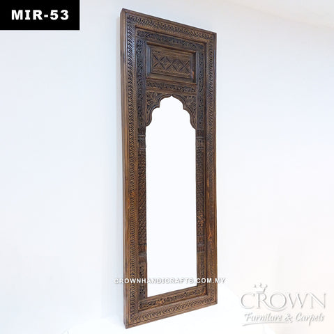 Hand-Carved Solid Wood Mirror Frame | Heritage-Inspired Artisan Design for Timeless Spaces | MIR 53 (L27 W2.5 H78 Inches)