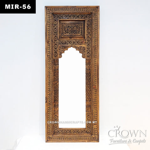 Statement Heritage Mirror Frame | Antique Hand-Carved Solid Wood Artisan Design | MIR 56 (L24 W2.5 H61.5 Inches)
