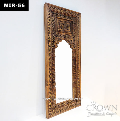 Statement Heritage Mirror Frame | Antique Hand-Carved Solid Wood Artisan Design | MIR 56 (L24 W2.5 H61.5 Inches)
