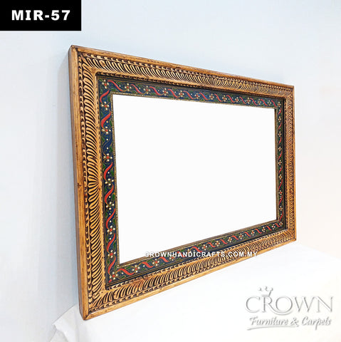 Classic Heritage Mirror Frame With Hand-Painting Color Art | Hand-Carved Solid Wood Design with Timeless Beauty | MIR 57 (L48 W2.5 H36 Inches)