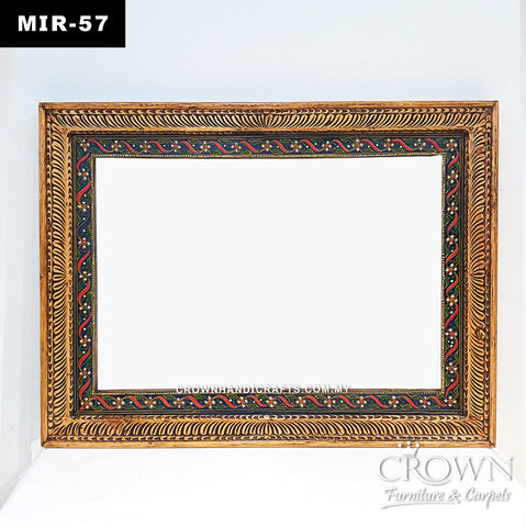 Classic Heritage Mirror Frame With Hand-Painting Color Art | Hand-Carved Solid Wood Design with Timeless Beauty | MIR 57 (L48 W2.5 H36 Inches)