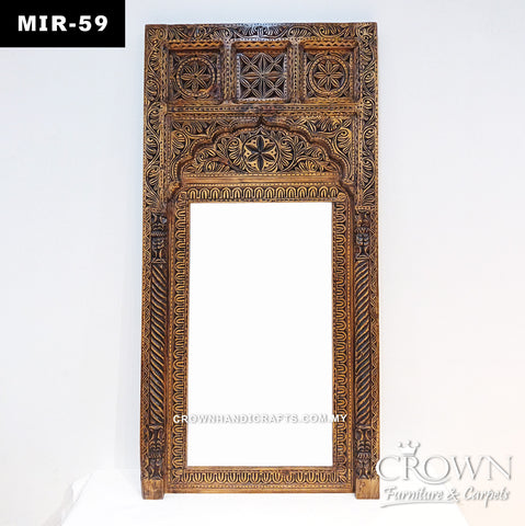 Timeless Antique Mirror Frame | Hand-Carved Solid Wood with Heritage Artisan Craftsmanship | MIR 59 (L30 W2 H60 Inches)