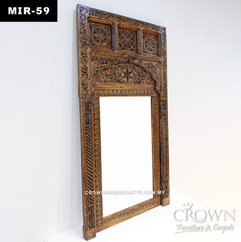 Timeless Antique Mirror Frame | Hand-Carved Solid Wood with Heritage Artisan Craftsmanship | MIR 59 (L30 W2 H60 Inches)