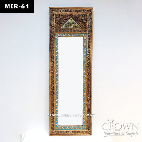 Timeless Heritage Mirror Frame | Hand-Carved Solid Wood with Colorful Hand-Painted Floral Artwork | MIR 61 (L24 W2.5 H72 Inches)