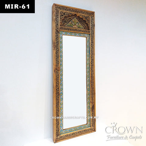 Timeless Heritage Mirror Frame | Hand-Carved Solid Wood with Colorful Hand-Painted Floral Artwork | MIR 61 (L24 W2.5 H72 Inches)