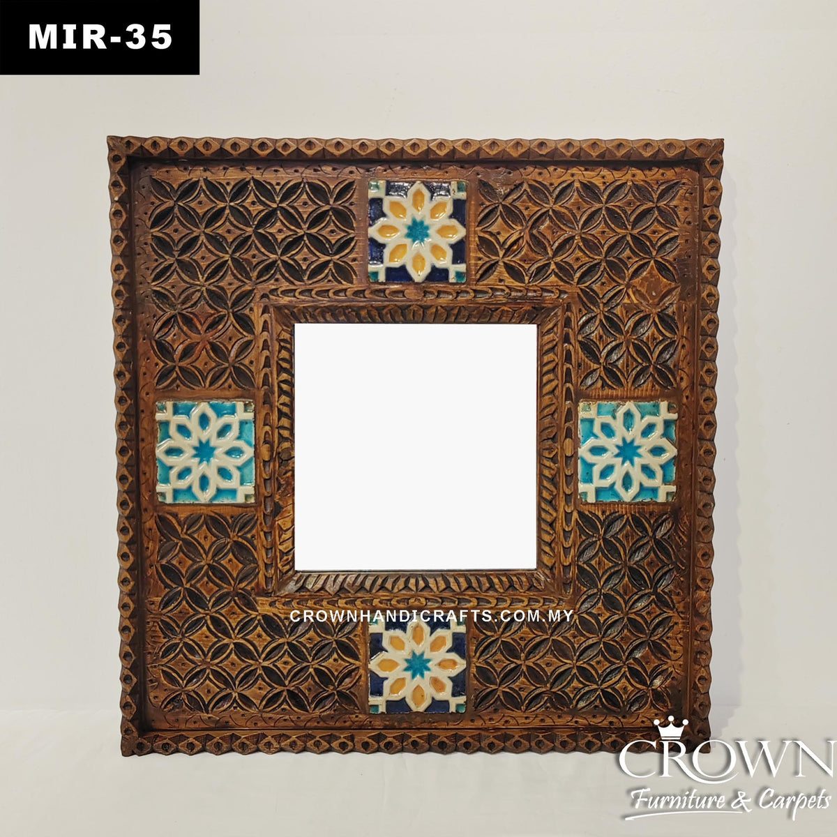Elegant Moroccan Star Motif Hand-Carved Wood Mirror Frame | MIR-35 (L2 ...