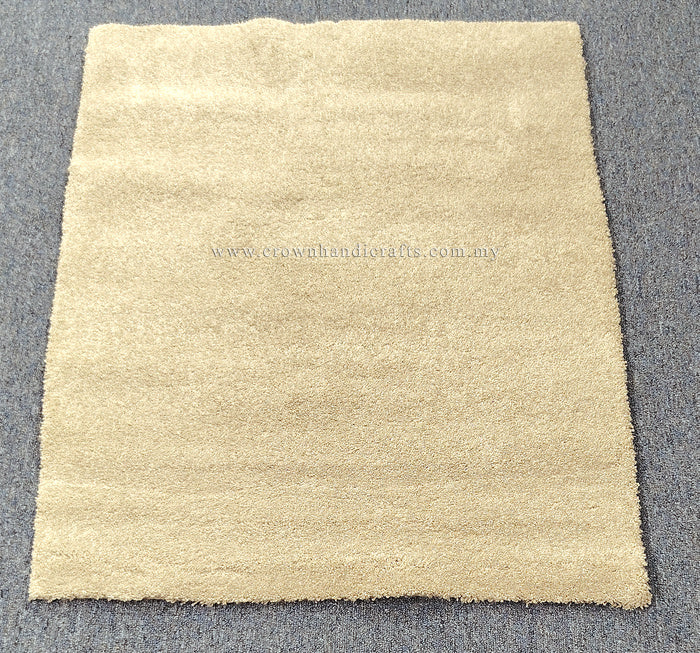 Beige square plush comfort mat with velvety, short shag pile