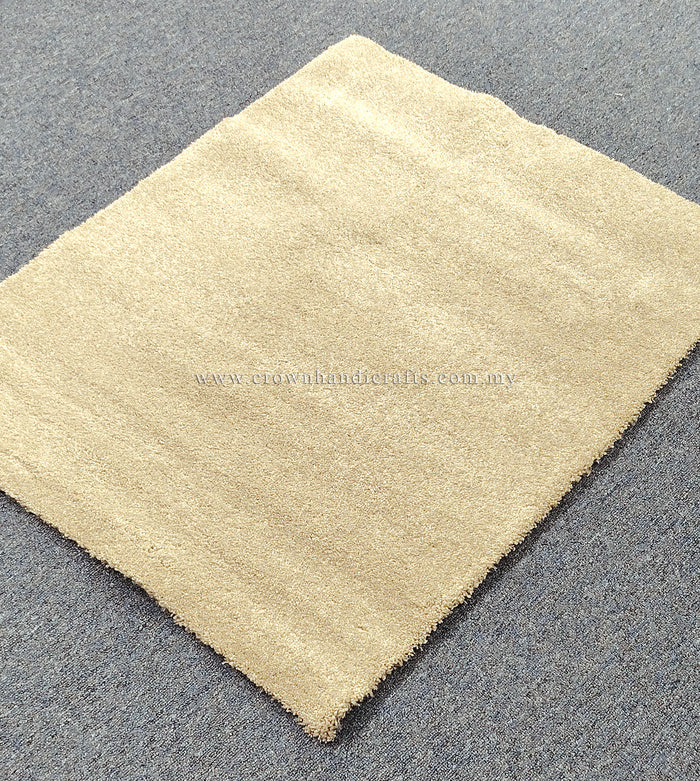 Beige rectangular plush comfort mat with even, soft shag pile surface