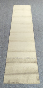 Ivory runner rug with subtle horizontal texture bands and straight stitched edges