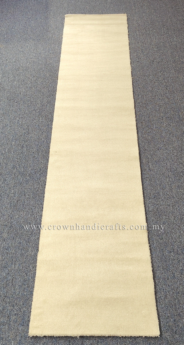 Beige runner rug, narrow rectangle, flat woven with even pile